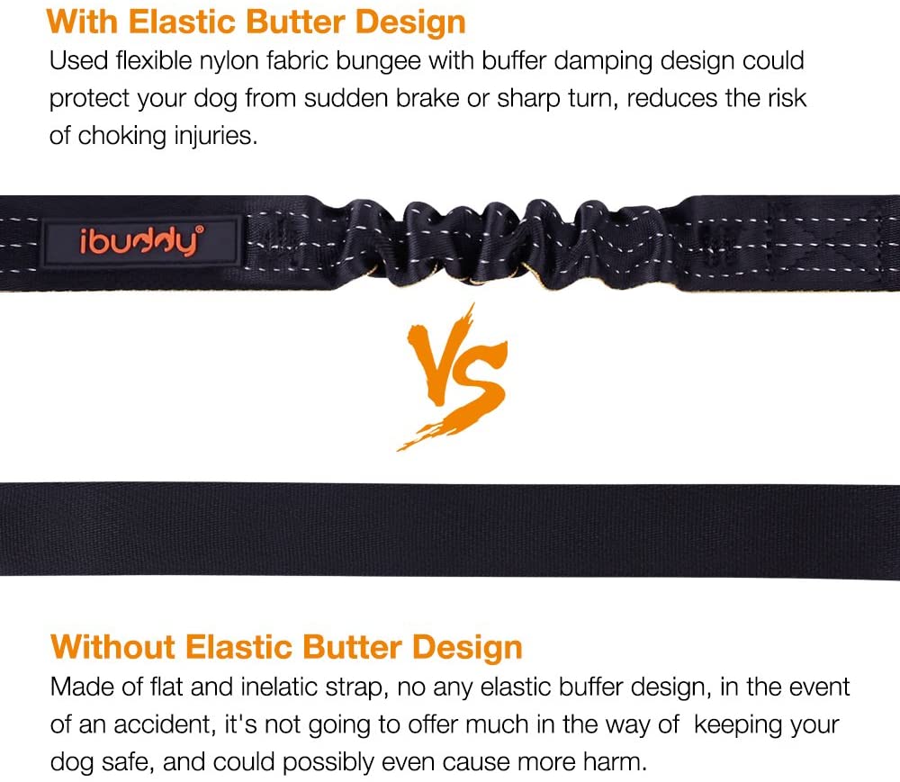 iBuddy Adjustable Dog Car Seat Belts With Dual Safe Bolt Hook for Medium/Large Dogs