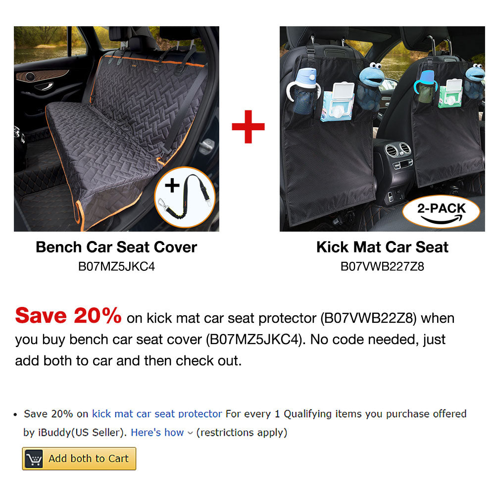 iBuddy Bench Seat Cover/Protector for Kids, Dog Back Seat Cover for Cars and SUVs