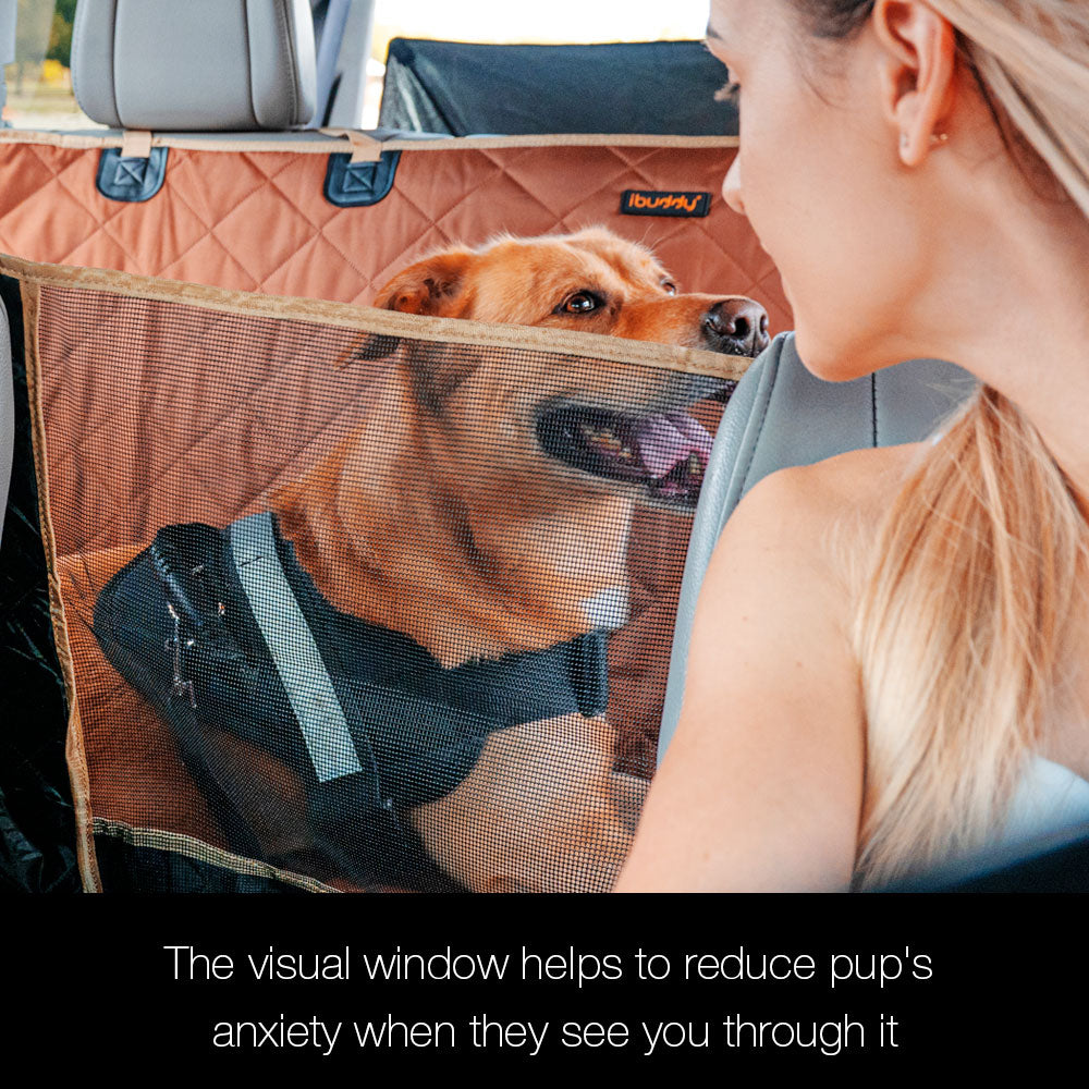 iBuddy 100% Waterproof Dog Seat Cover with Mesh Window for Cars, Small Trucks and SUVs